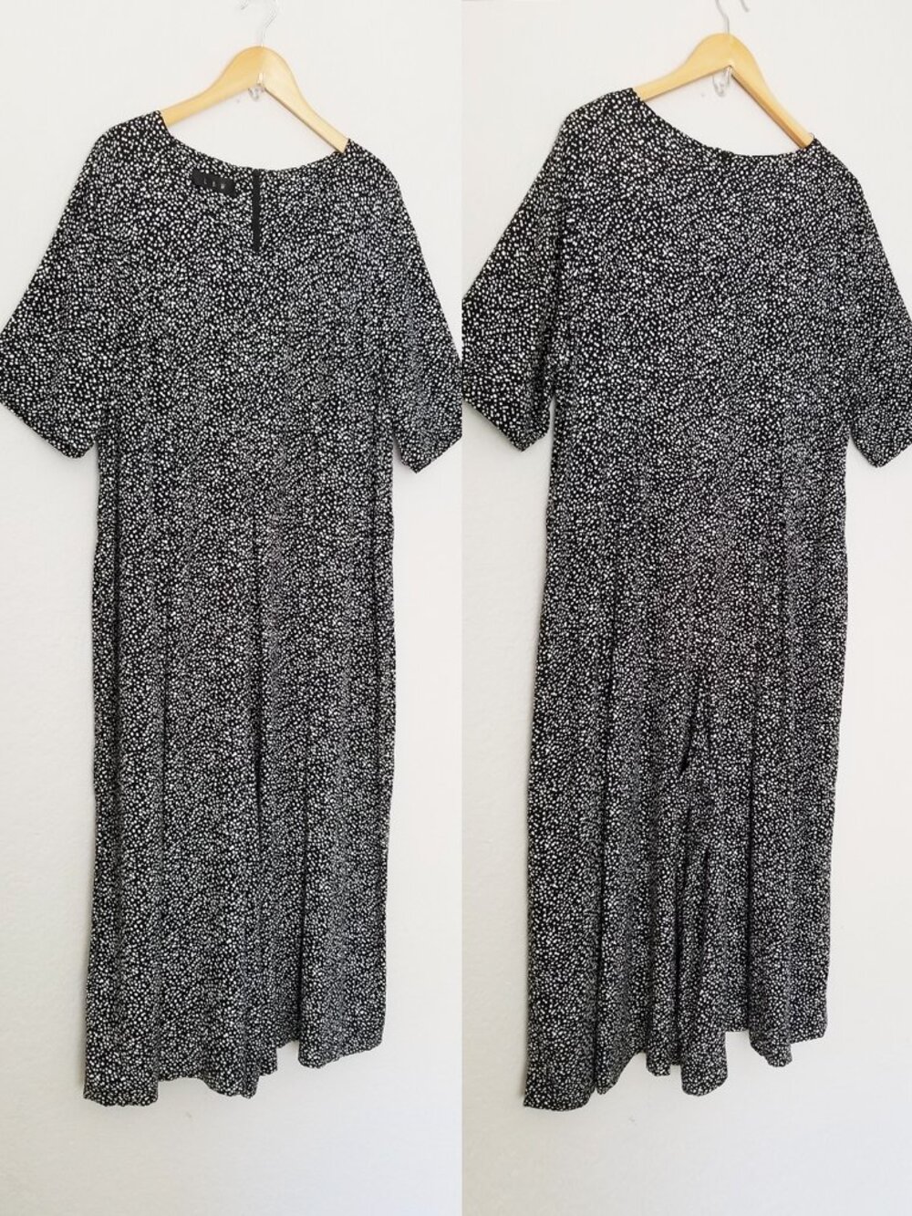 Vintage LBW Super Wide Leg Jumpsuit Plus 2X Black White Spotty Dots Made in USA - Picture 14 of 14
